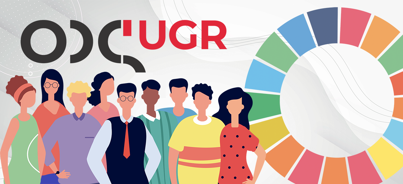 ODS UGR Grupo de personas y el texto ODS UGR