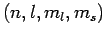 $(n,l,m_l,m_s)$