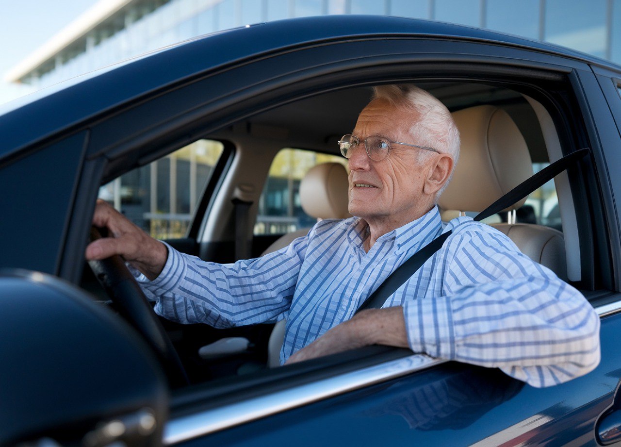 persona mayor al volante