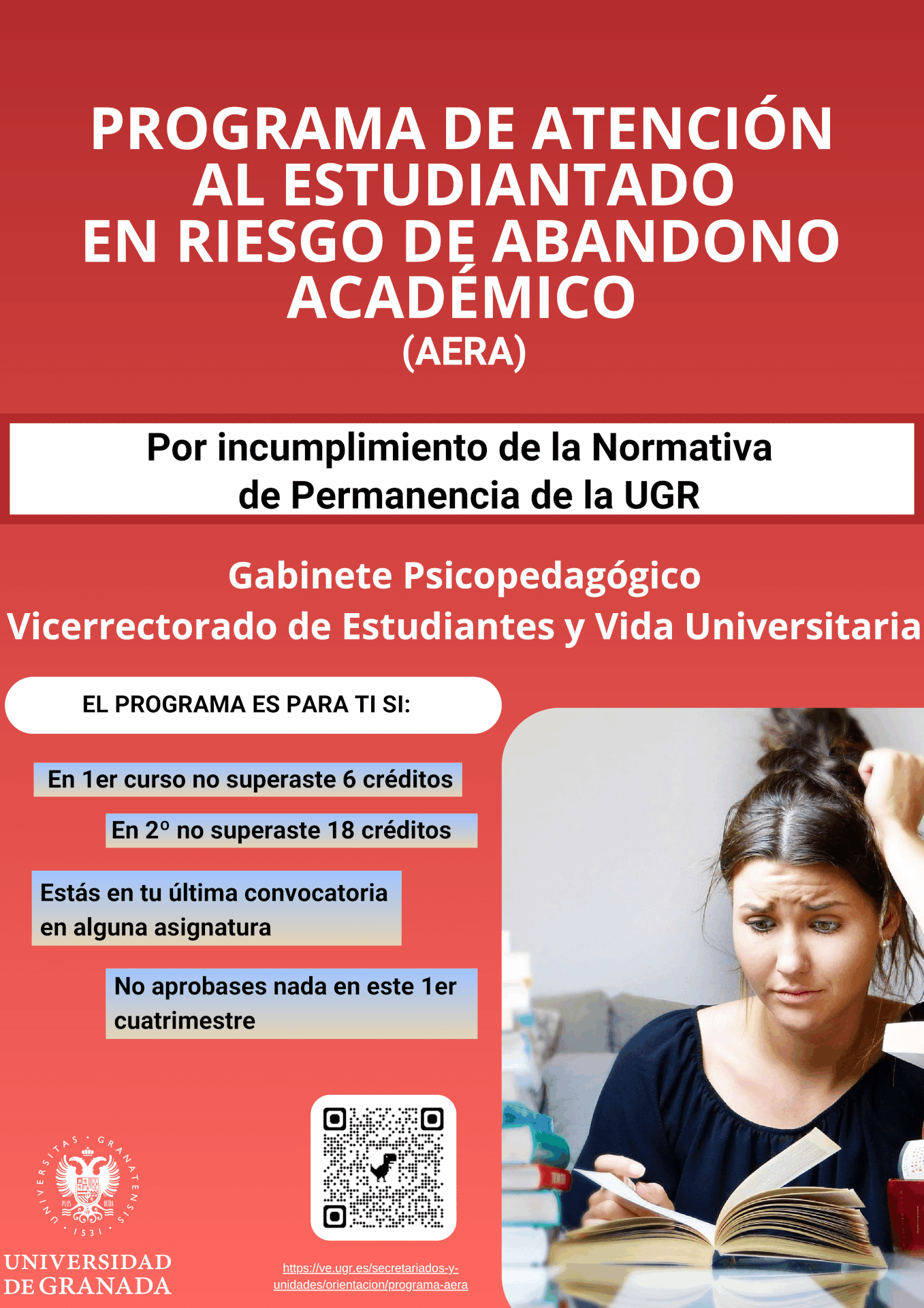 La UGR ofrece apoyo al estudiantado en riesgo de abandono académico por incumplimiento de la normativa AERA