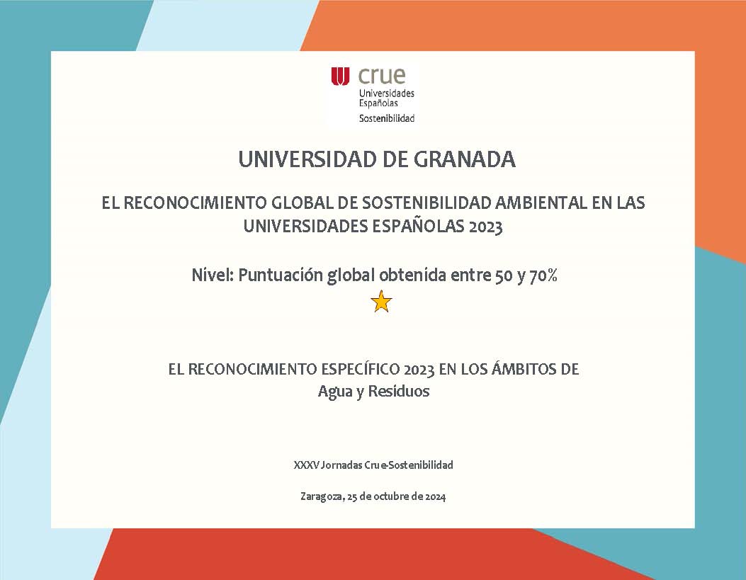 La UGR obtiene el reconocimiento global de sostenibilidad ambiental en las Universidades Españolas 2023