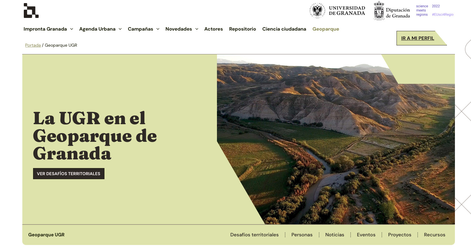 Cartel espacio web dedicado al Geoparque de Granada